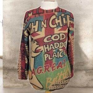 🇬🇧 Simply Couture Multicolor Graphic Crewneck Long Sweater